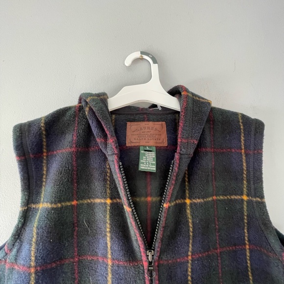 Lauren Ralph Lauren Tartan Plaid Fleece Vest With Hood Size L - Picture 4 of 9